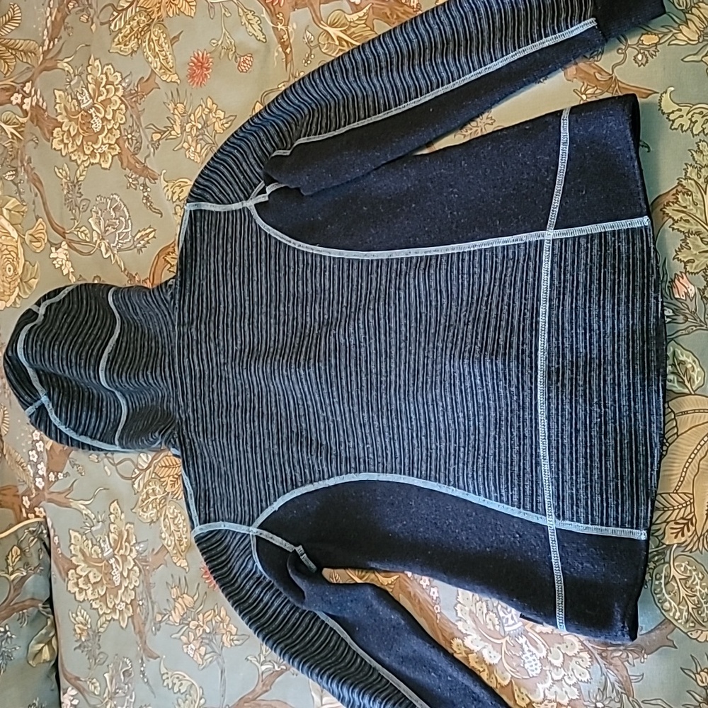 Kuhl Blue Striped Chianti Fleece Full Zip Wool Blend Hoodie Size Small - Picture 5 of 8